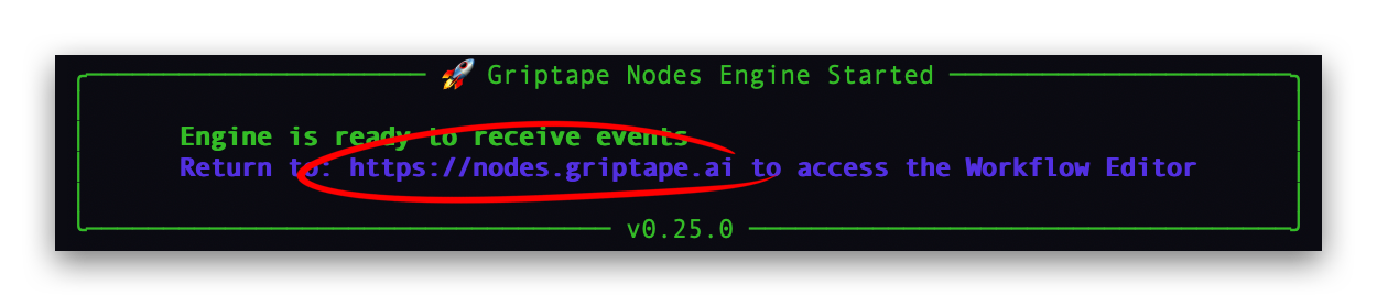 Griptape Nodes launch link in terminal